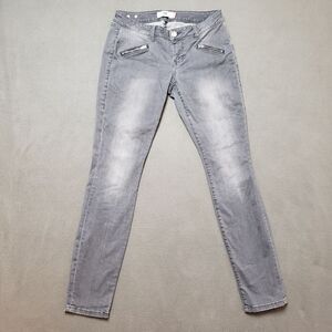 CABI Grey Moto Zip Pocket Modern Skinny Jeans